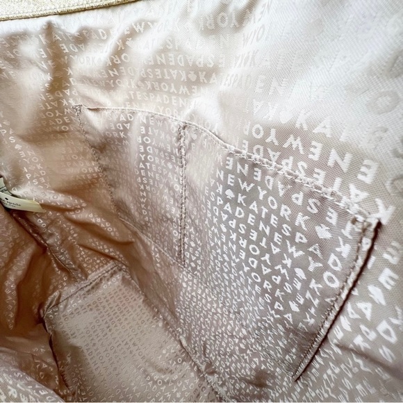 Kate Spade Tote Bag Bon Shopper Holiday Drive Sparkle Gold Live Colorfully NWT - Picture 7 of 10